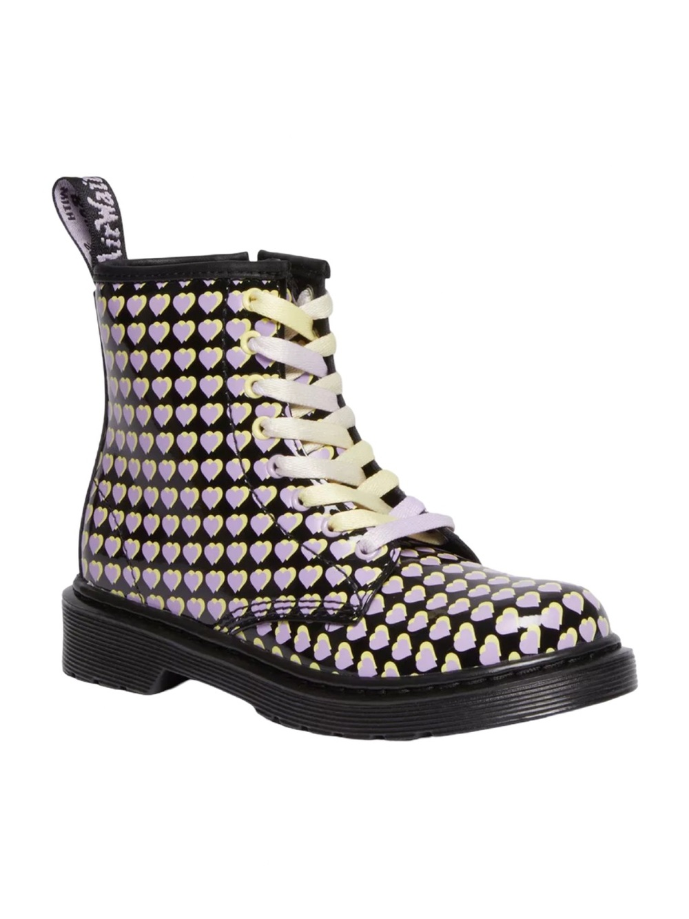 Dr. Martens Junior 1460 Patent Heart Print Boots Kids Size 2